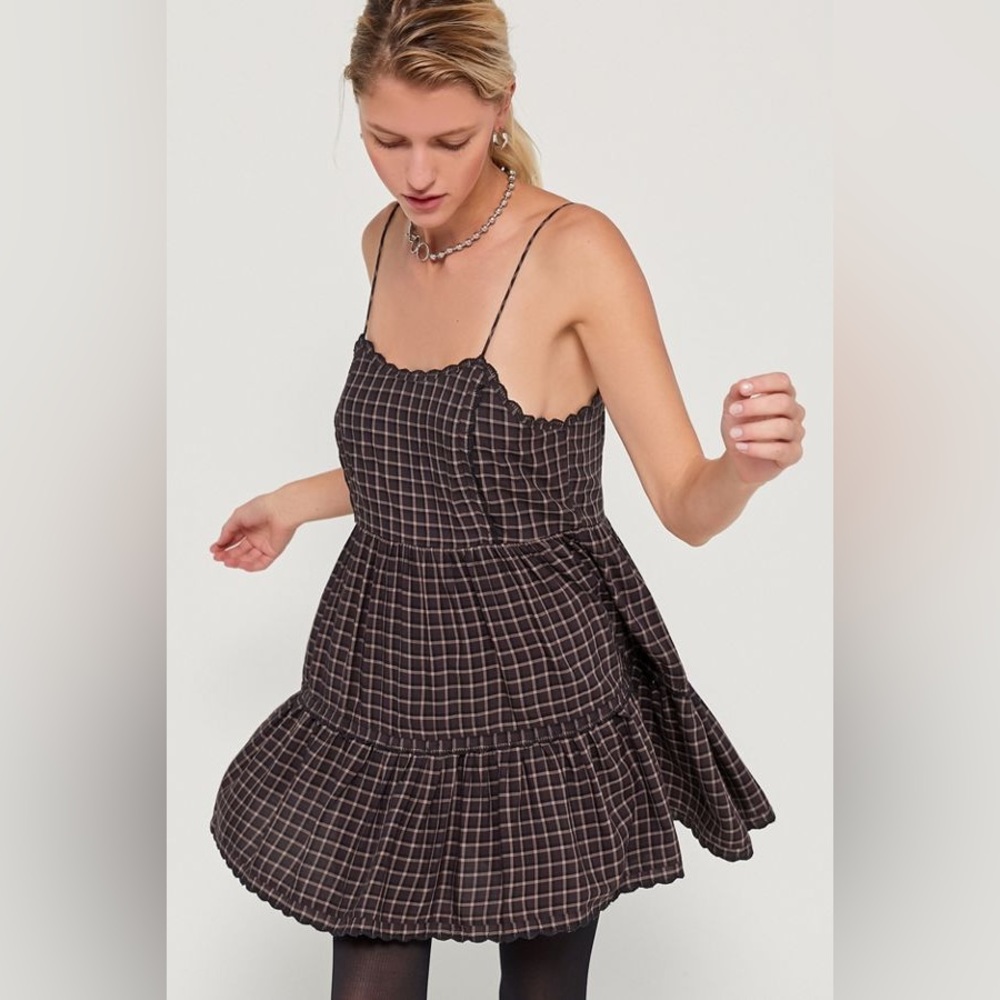 UO Hanna Plaid Mini Dress